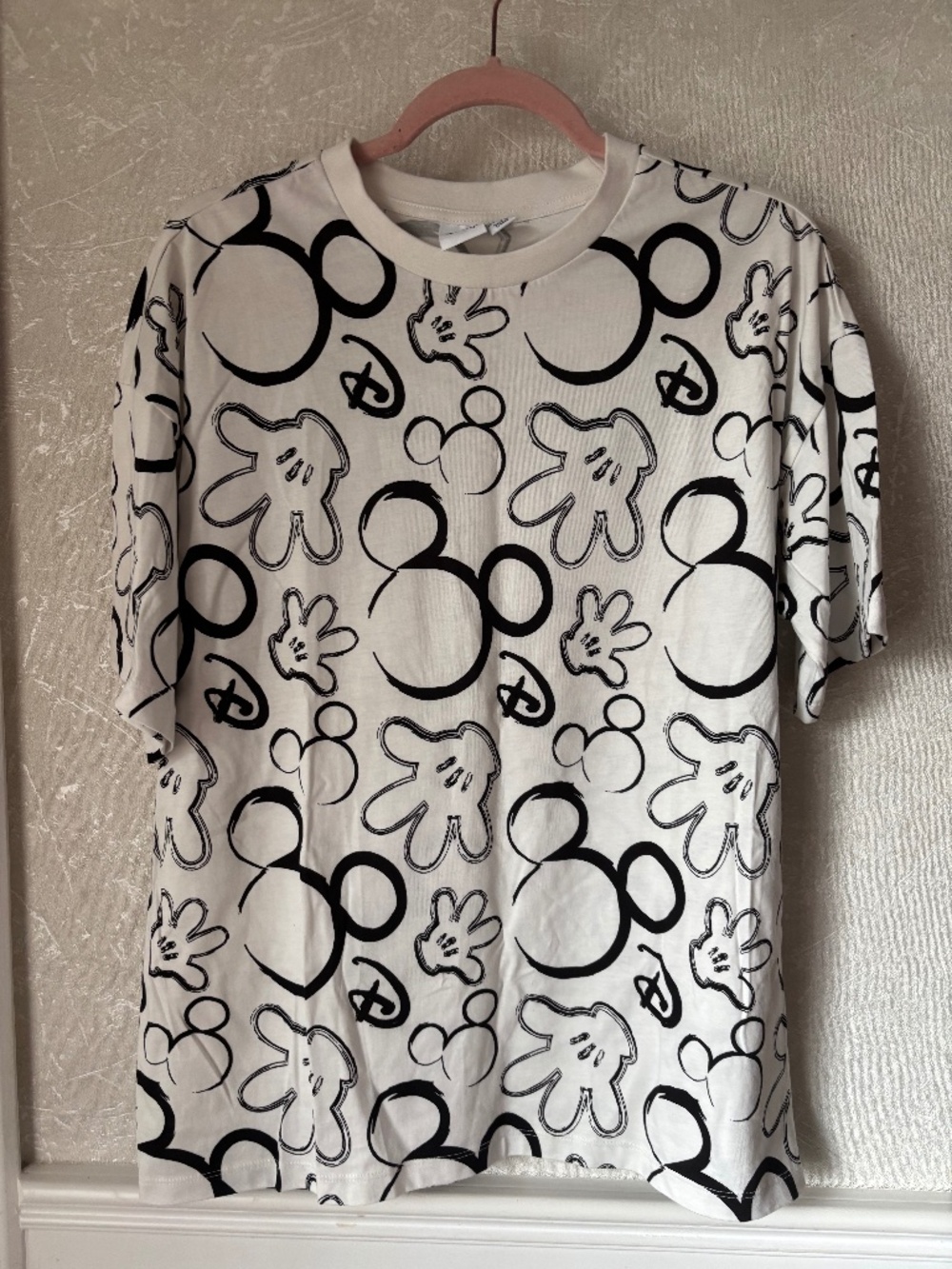 Disney Mickey Mouse Allover Sketch Print T-Shirt Men's Size Small White Black